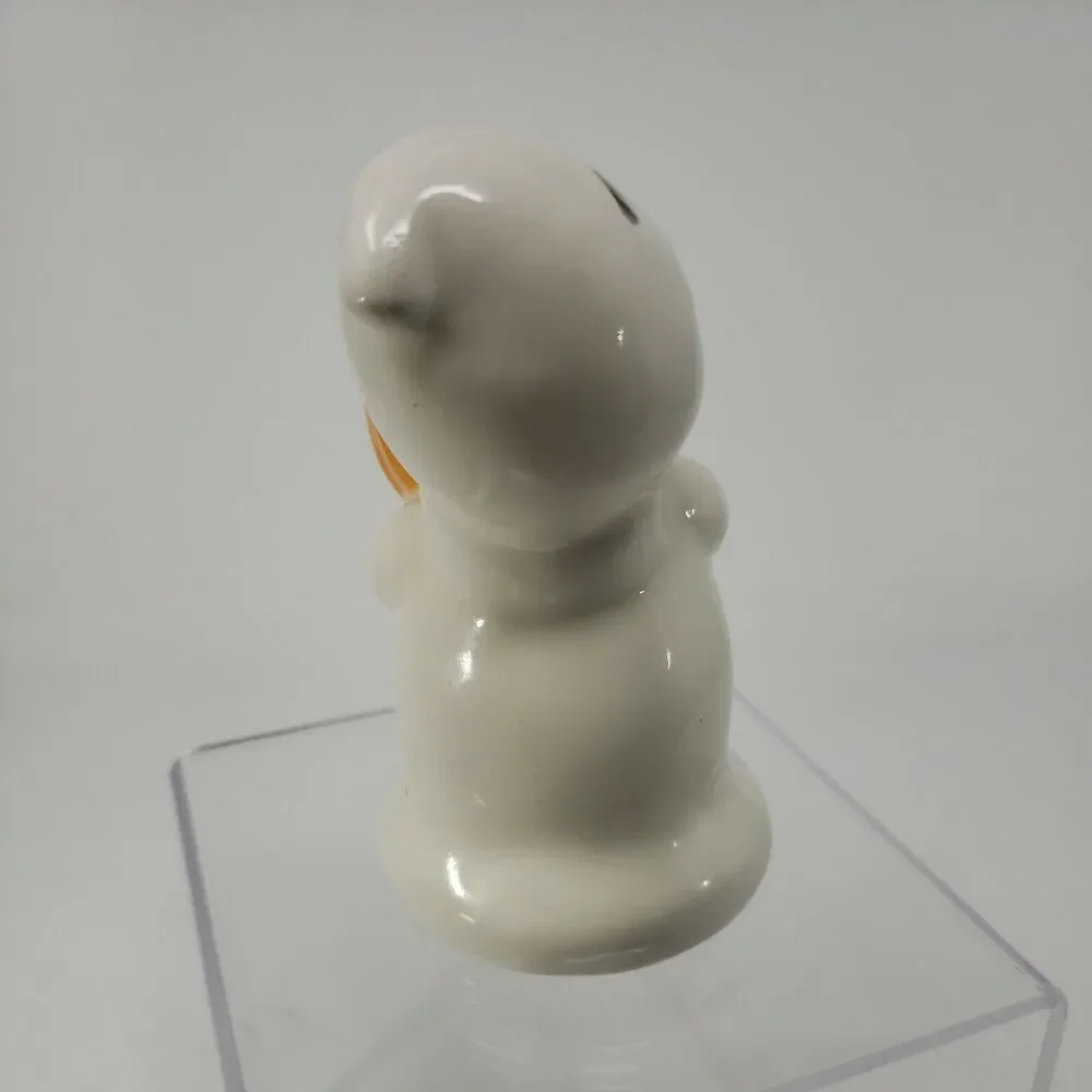 Halloween Ghost Holding Jack O'Lantern Pumpkin Ceramic  VTG Figurine Iowa USA